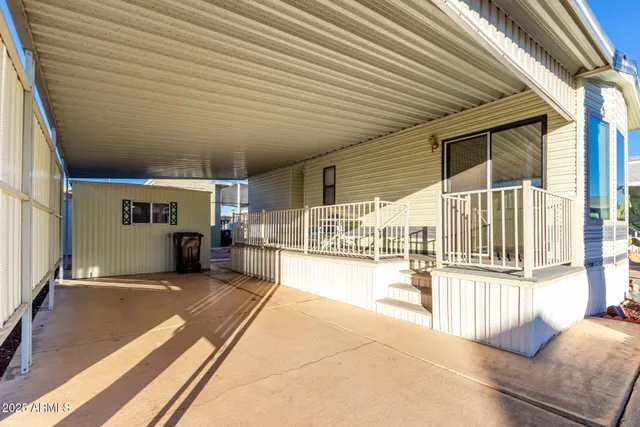 a view of a porch with a patio