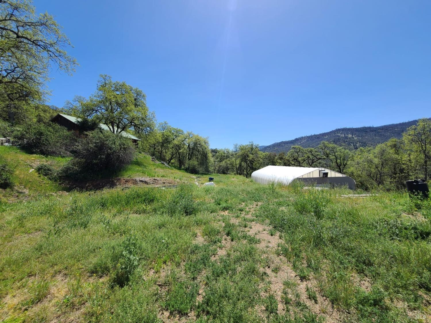 35776 Mendocino Pass Road Covelo, CA 95428 - Photo 22 of 33 a view of a lush green outdoor space with a swimming pool and valleys in the background