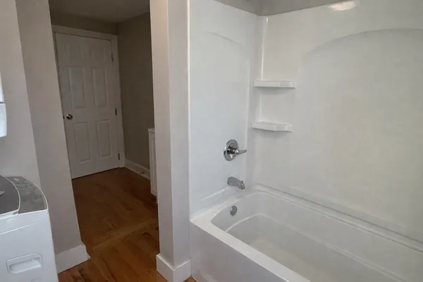a bathroom with a tub