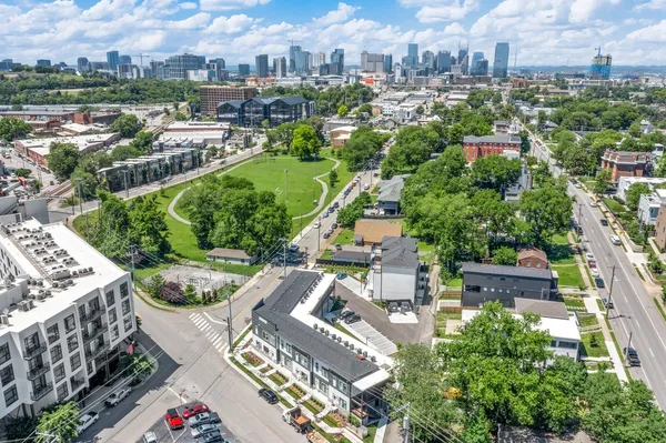 an aerial view of a city