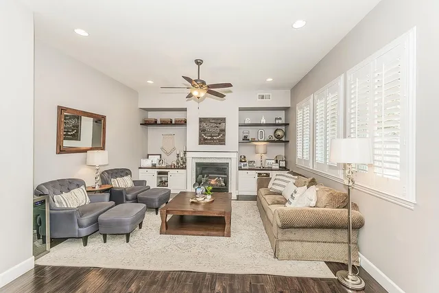 a living room with furniture