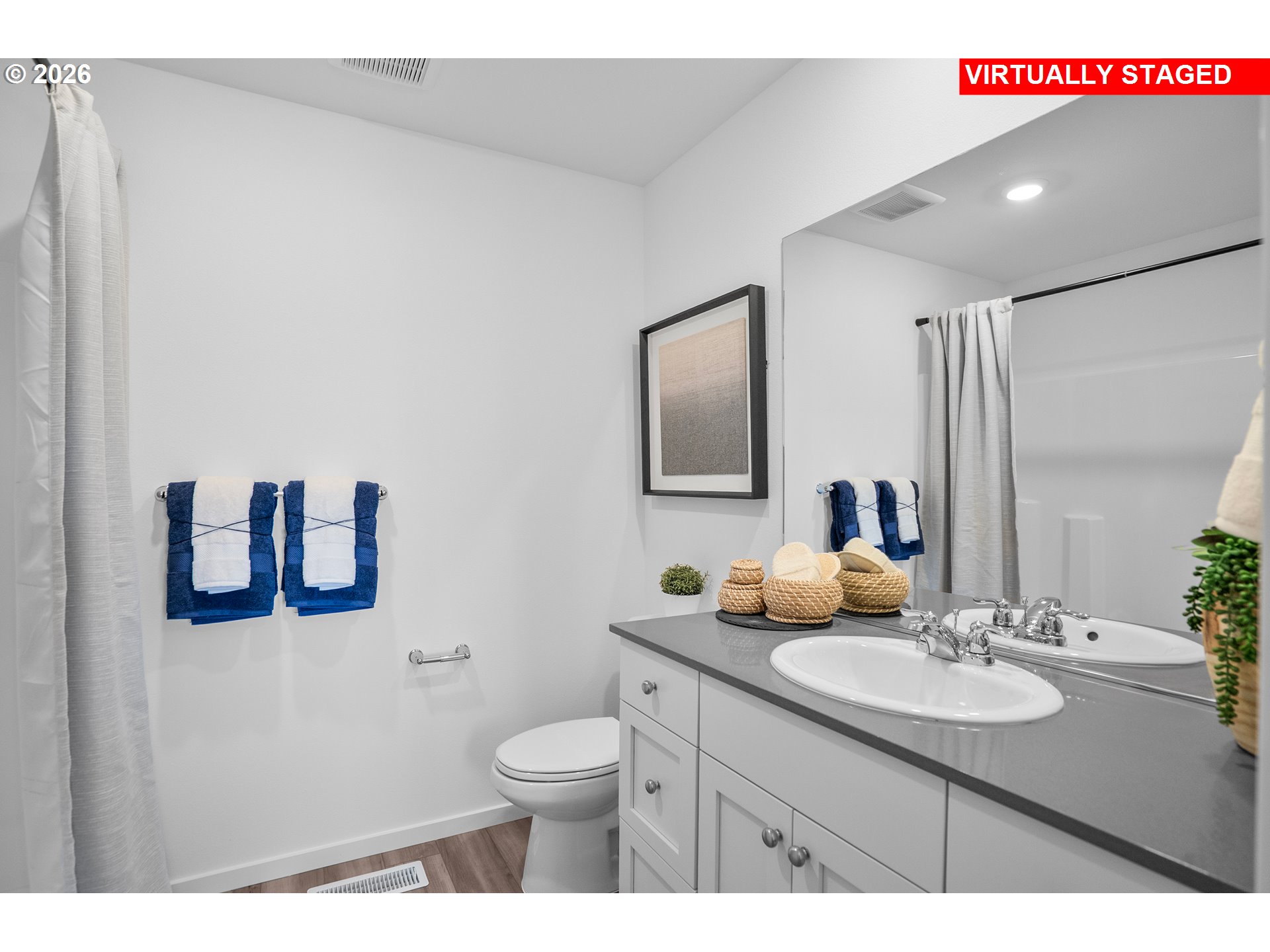 25248 Tanglewood Way Veneta, OR 97487 - Photo 24 of 28 a bathroom with a granite countertop sink and a mirror