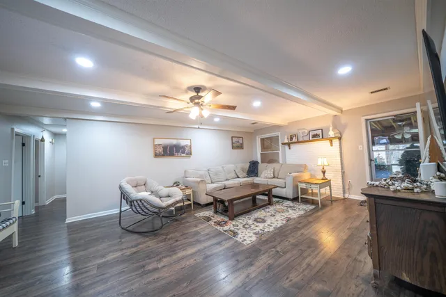 a living room with furniture