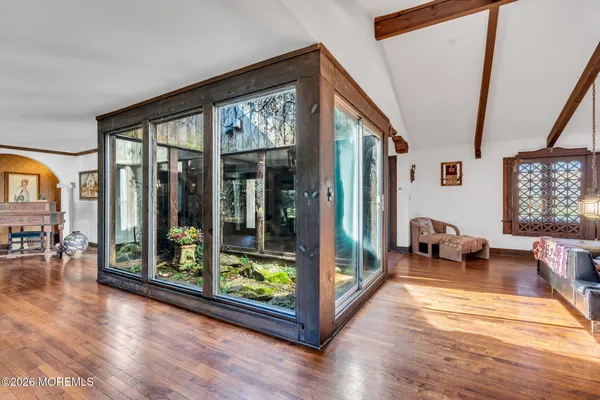 a outdoor space with furniture and garden view