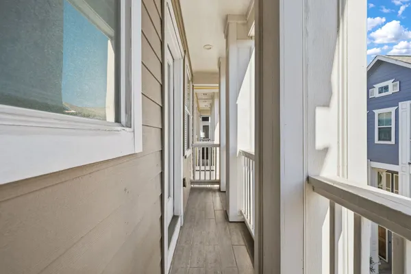 a view of a balcony from door