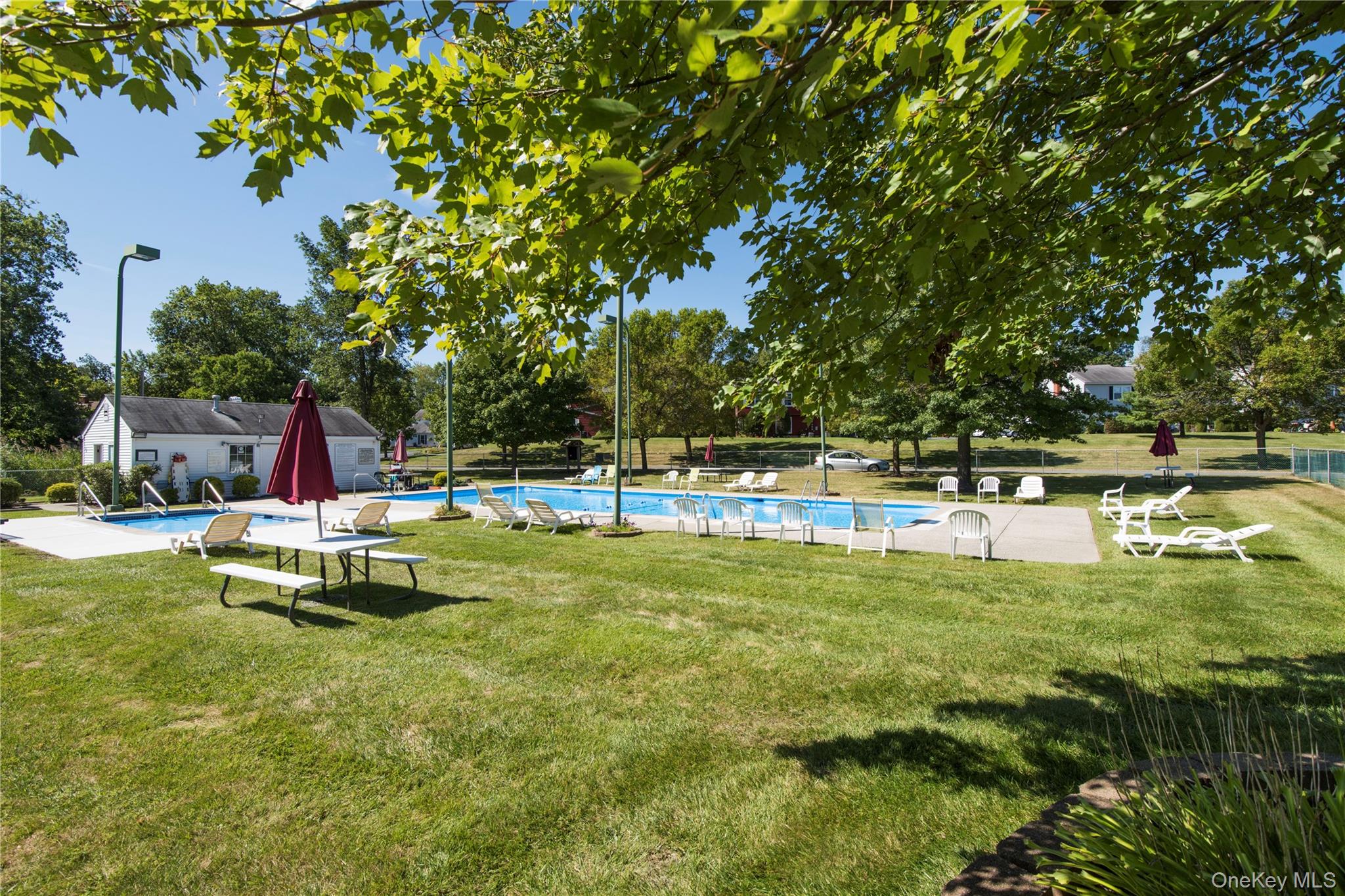 43 The Rise Warwick, NY 10990 - Photo 37 of 49 a swimming pool with plants and large trees