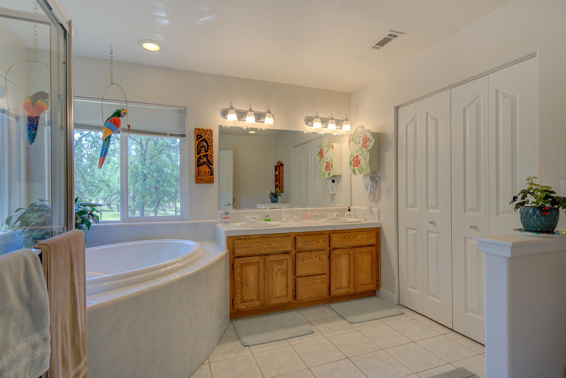 13223 Padani Drive Redding, CA 96003 - Photo 18 of 48 a bathroom with a tub a sink and a large mirror
