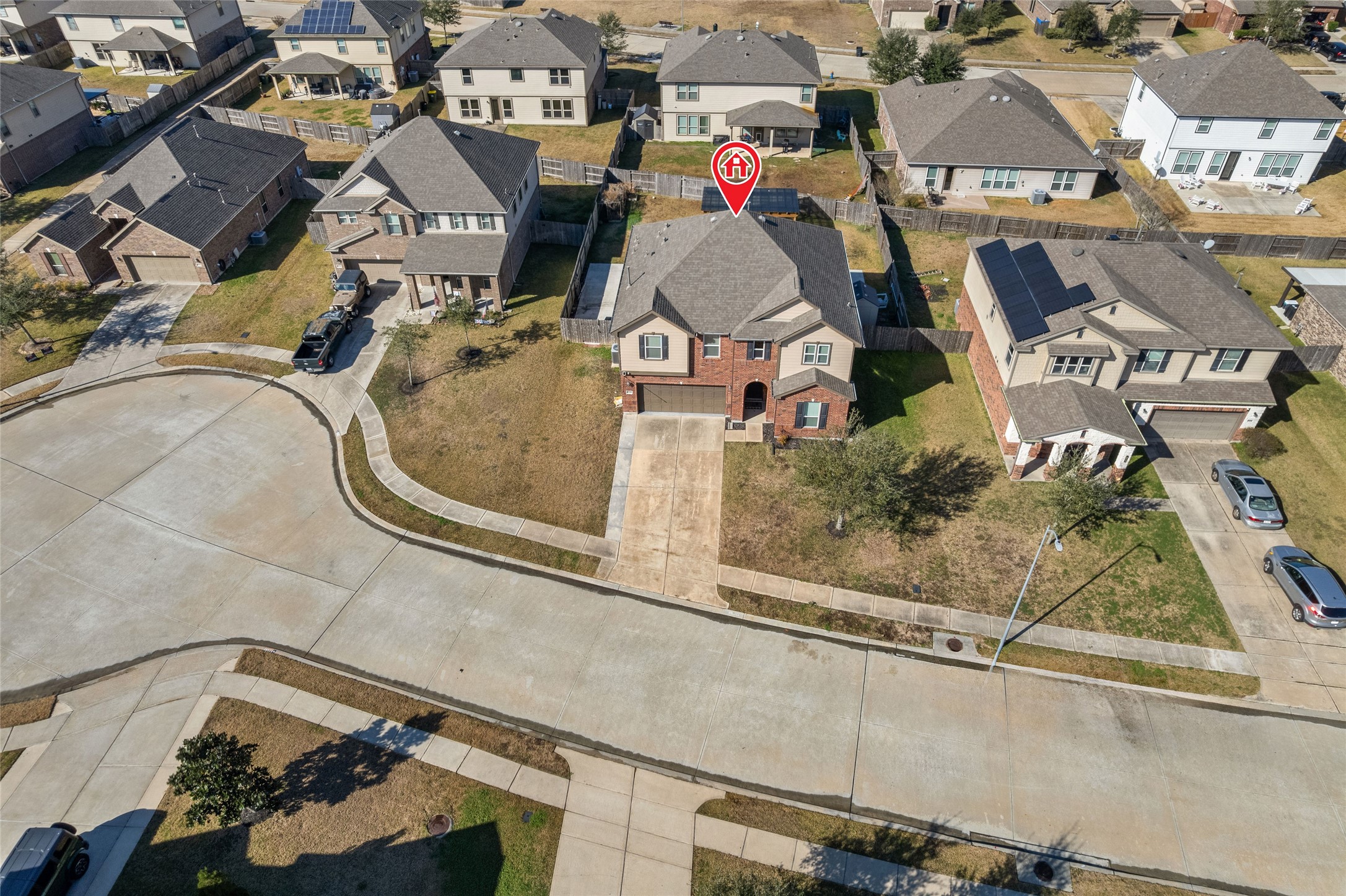 3508 Saxton Green Road Pearland, TX 77584 - Photo 38 of 45 an aerial view of a house with a swimming pool