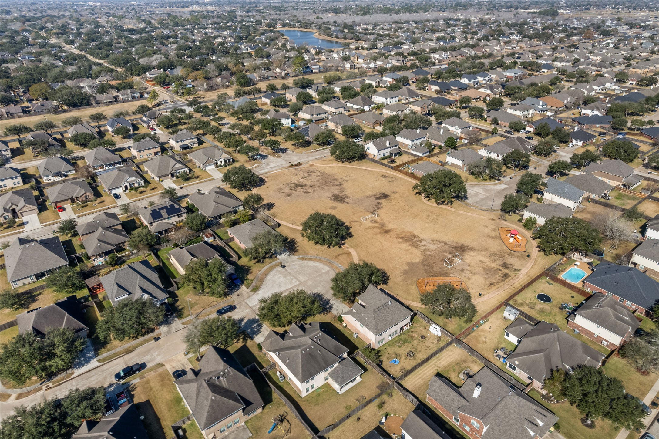 3508 Saxton Green Road Pearland, TX 77584 - Photo 45 of 45 an aerial view of residential houses with outdoor space