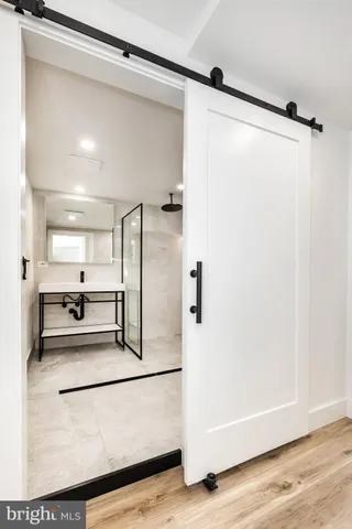 a view of a hallway with entryway