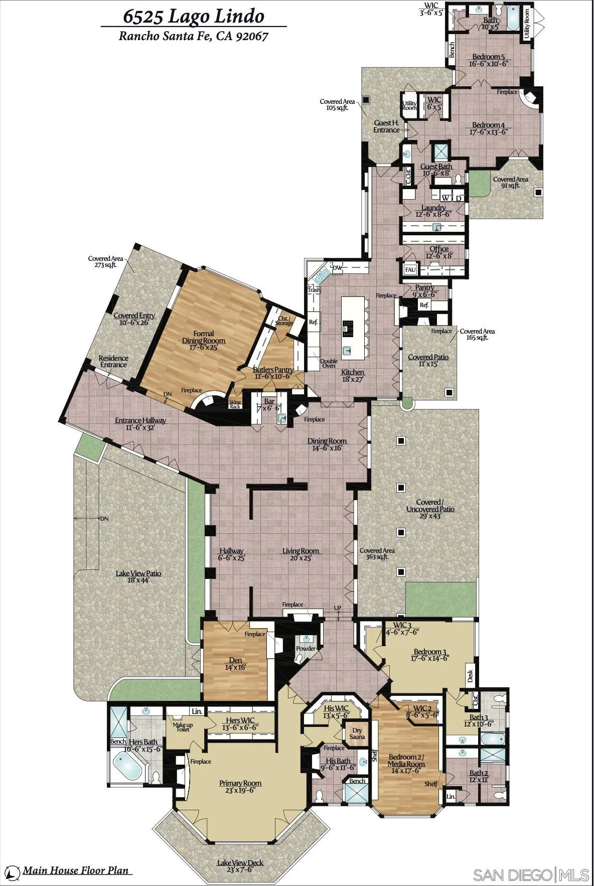 6525 Lago Lindo Rancho Santa Fe, CA 92067 - Photo 46 of 47 Floor Plan of the House.