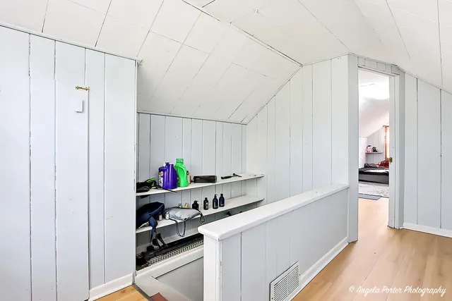 a room with storage and utility