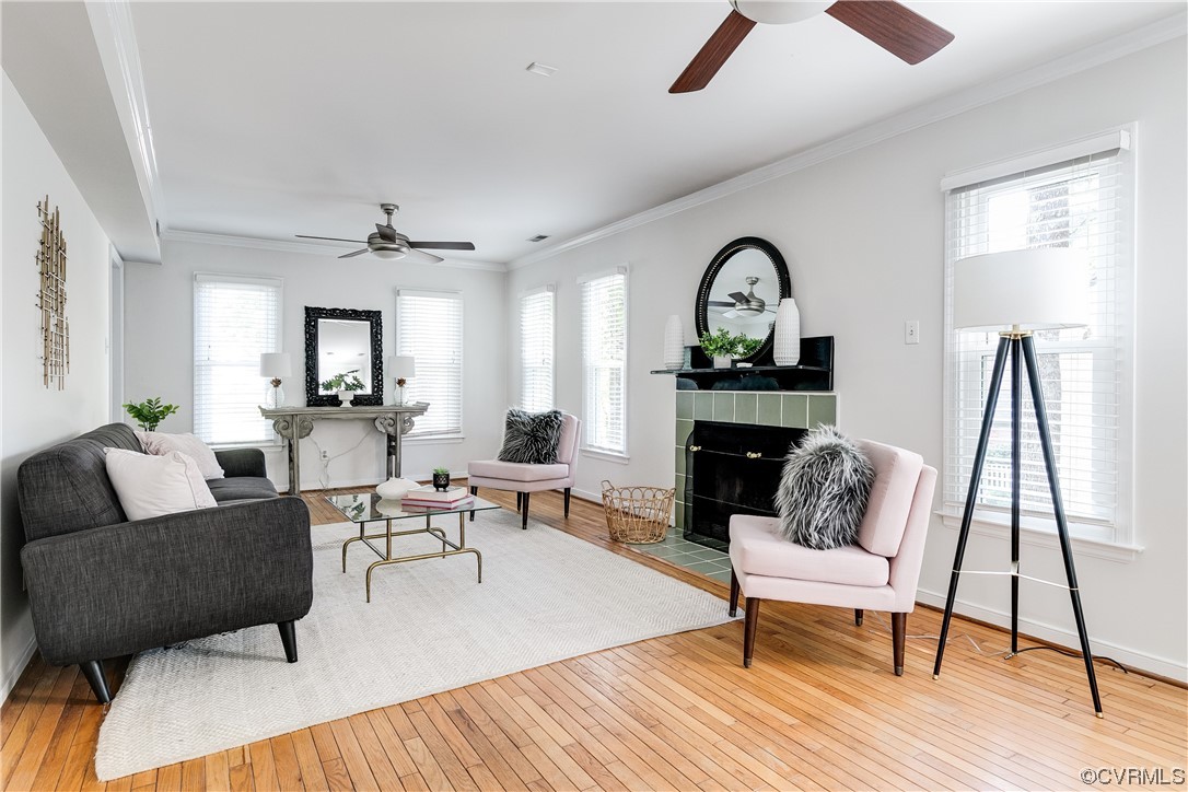 6007 Mill Spring Court Midlothian, VA 23112 - Photo 15 of 37 a living room with furniture a rug and a fireplace