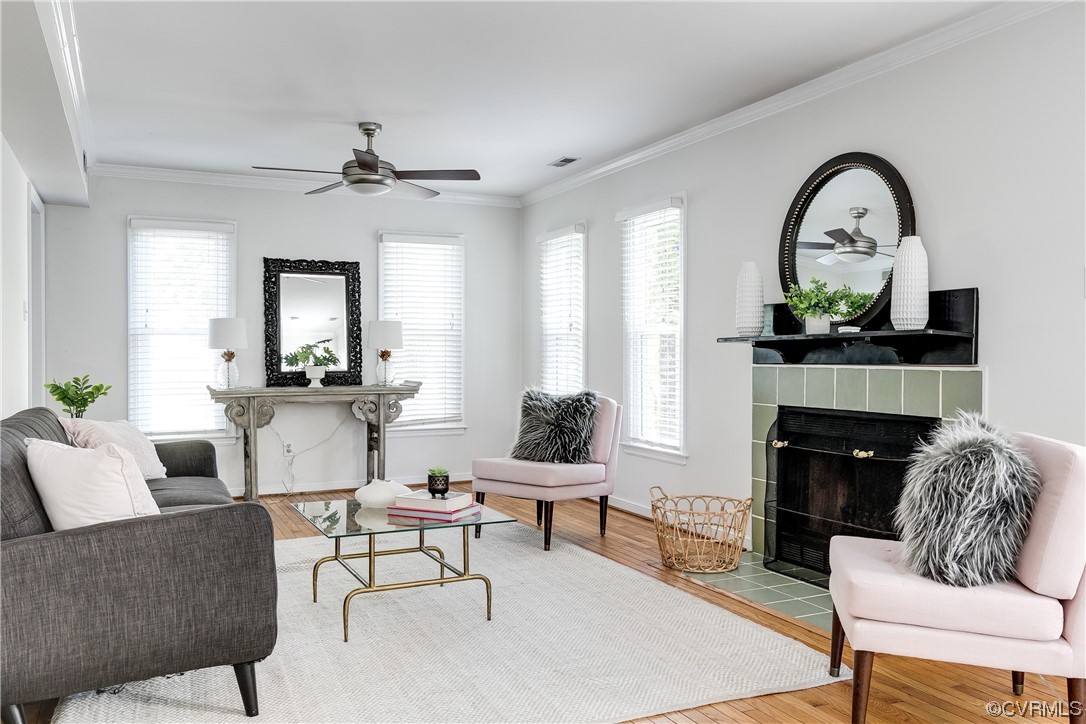 6007 Mill Spring Court Midlothian, VA 23112 - Photo 16 of 37 a living room with furniture a fireplace a rug and a window