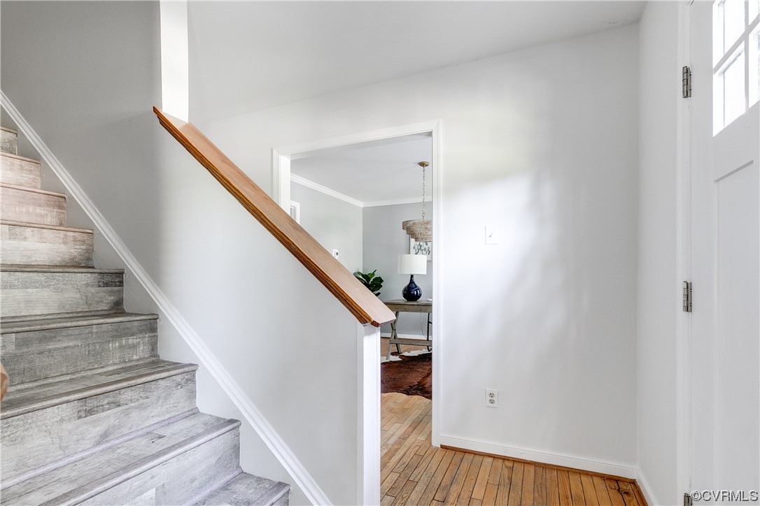 6007 Mill Spring Court Midlothian, VA 23112 - Photo 3 of 37 a view of entryway with wooden floor and stairs