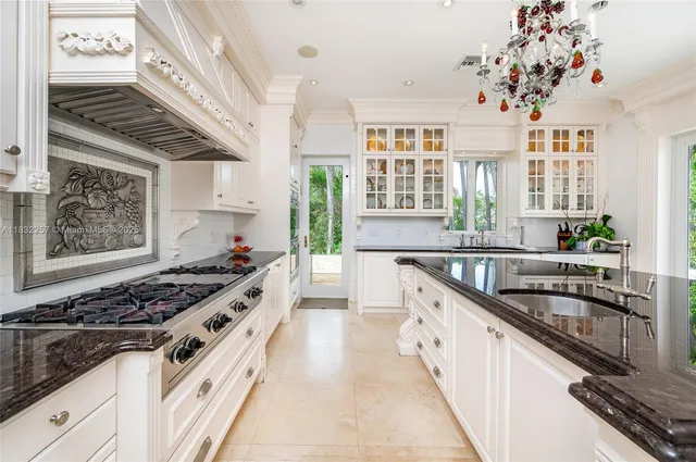 a kitchen with stainless steel appliances granite countertop a stove and a sink