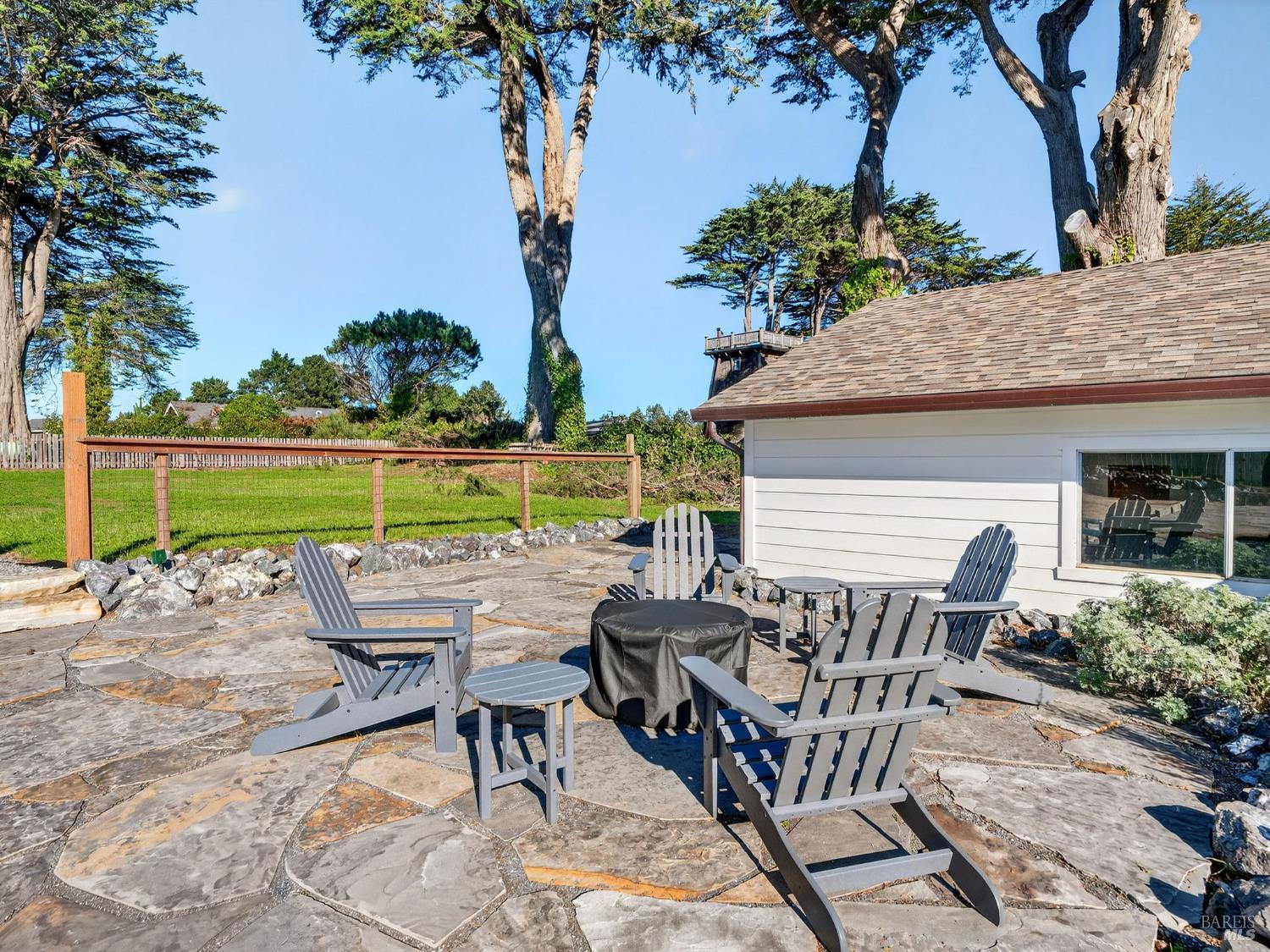 44900 Little Lake Road Mendocino, CA 95460 - Photo 39 of 54 Propane fire pit between the bocce court and the garage