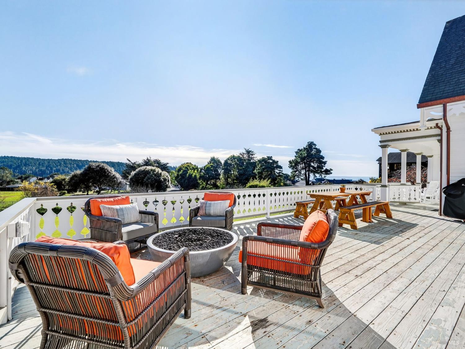 44900 Little Lake Road Mendocino, CA 95460 - Photo 5 of 54 Propane fire pit on the south facing deck creates an ideal gathering place with ocean views.