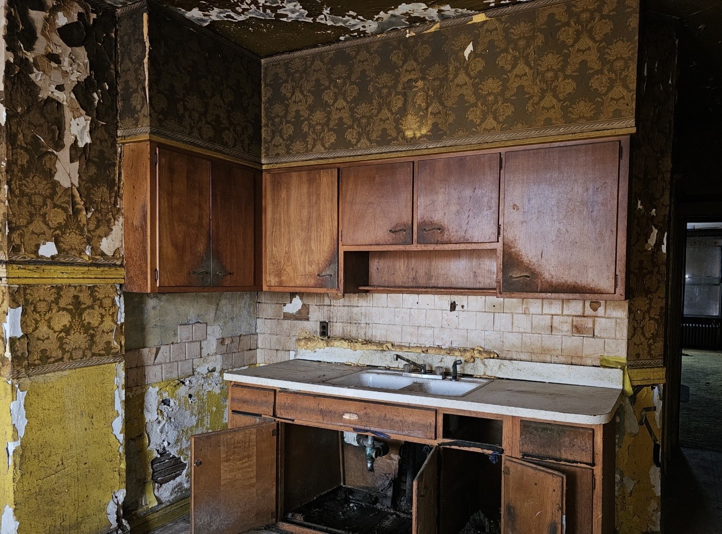 1650 South Ridgeway Avenue Chicago, IL 60623 - Photo 9 of 18 a kitchen with a sink and cabinets
