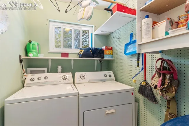 a utility room with dryer and washer