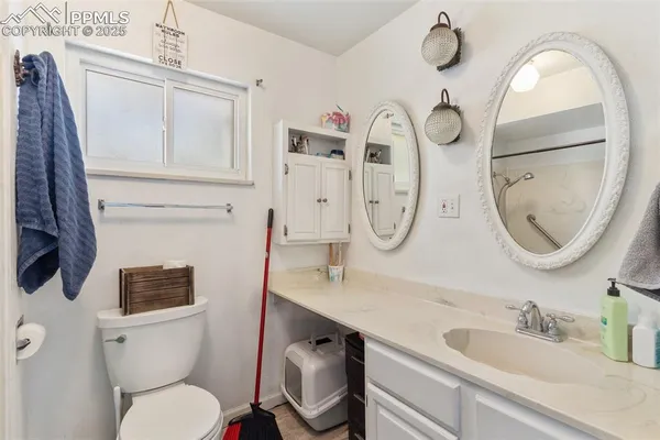 a bathroom with a toilet a sink and mirror