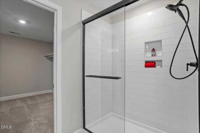 a view of a room with racks on the wall