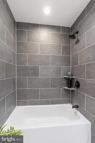 a bathroom with a bathtub
