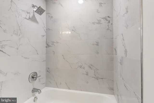a bathroom with a bathtub