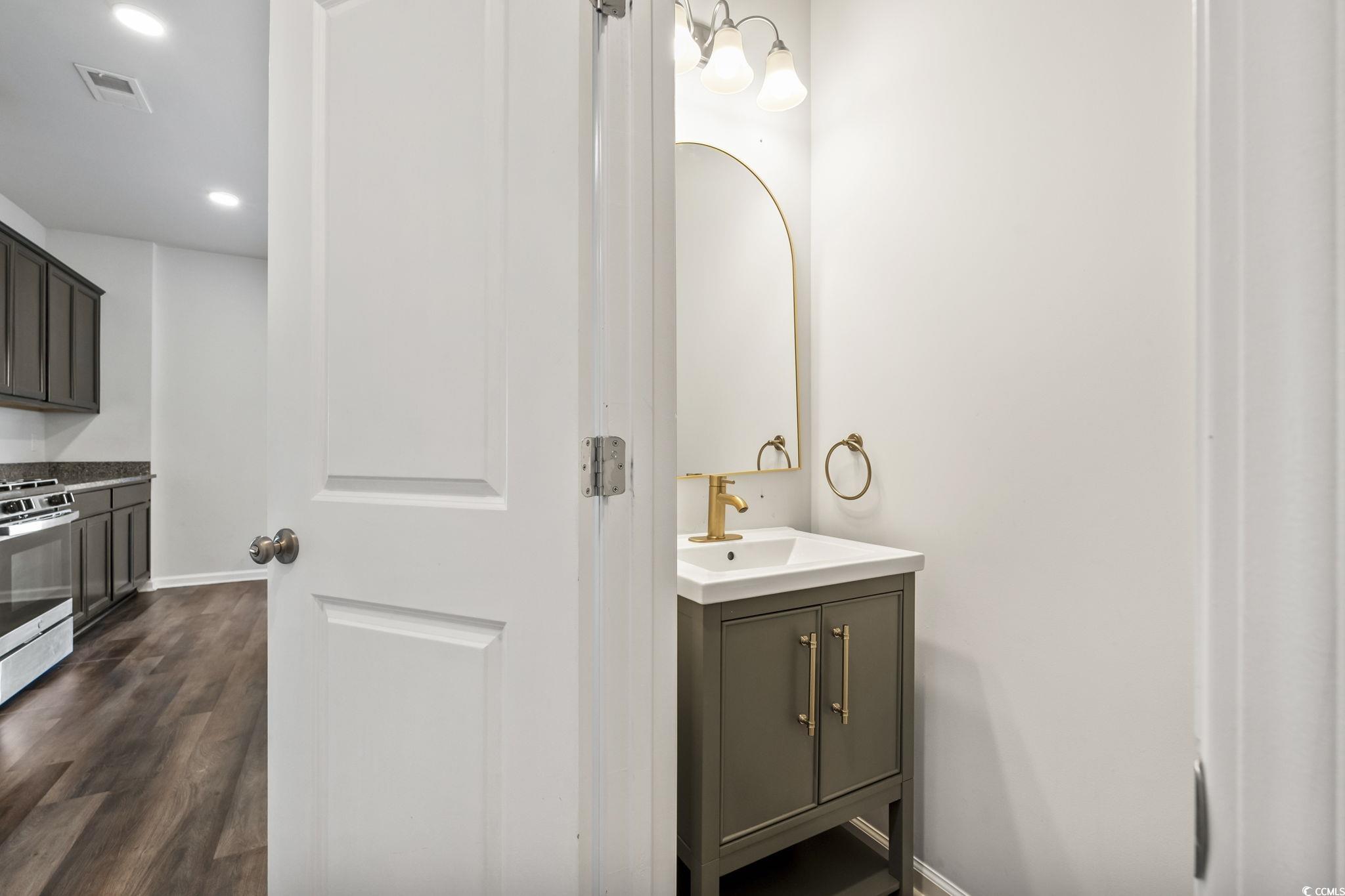 733 Lambeth Lane Conway, SC 29526 - Photo 18 of 40 Bathroom with vanity, dark wood finished floors, and recessed lighting