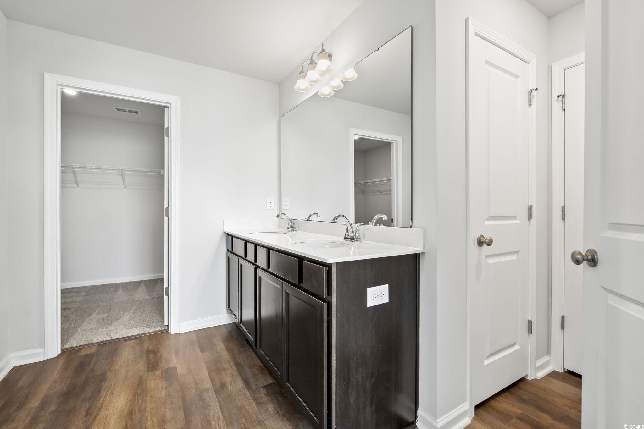 733 Lambeth Lane Conway, SC 29526 - Photo 20 of 40 Full bath with a spacious closet, double vanity, and dark wood finished floors