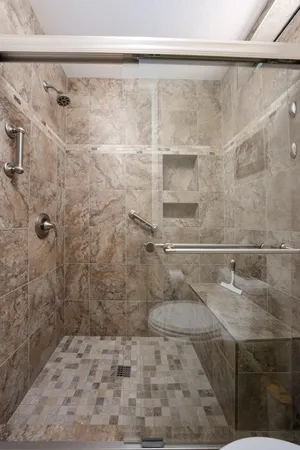 a bathroom with a shower