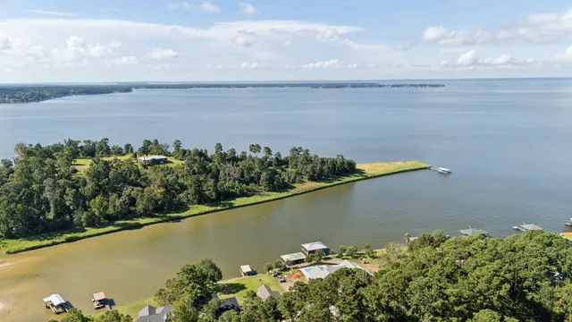 a view of a lake in middle of forest