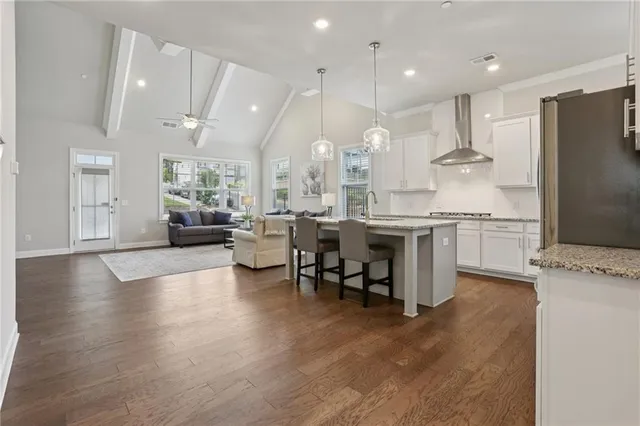 a living room with furniture and a couch