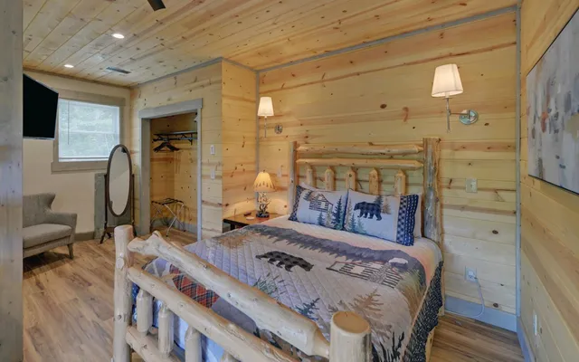 a view of yard with swimming pool and green space