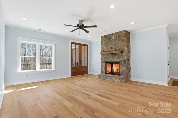 a big room with windows and closet