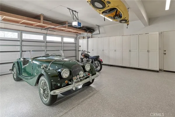 a car parked in a garage