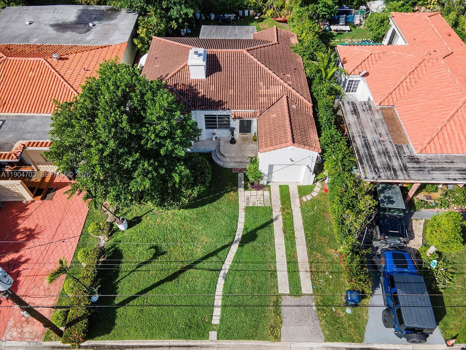 an aerial view of a house