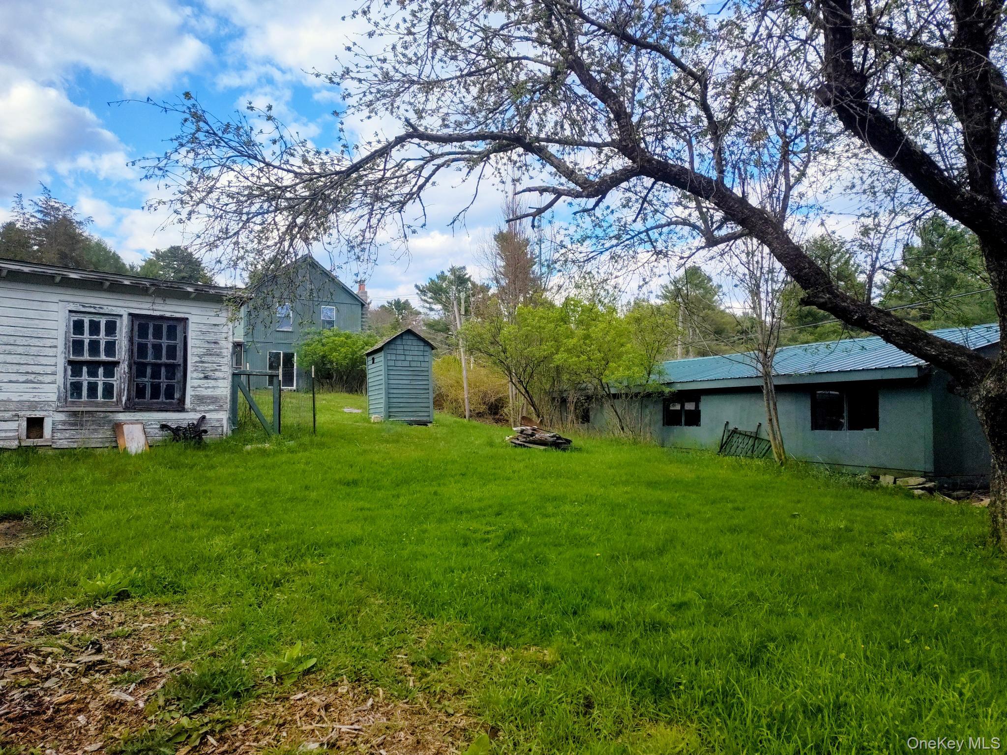 983 Plank Road Forestburgh, NY 12777 - Photo 2 of 50 WELCOME HOME!!! Spacious green lawn with an existing outbuilding, a secondary structure featuring multiple windows, and a third building with a metal roof