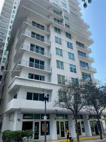 a front view of a multi story building