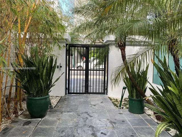 a view of a potted plants with large trees