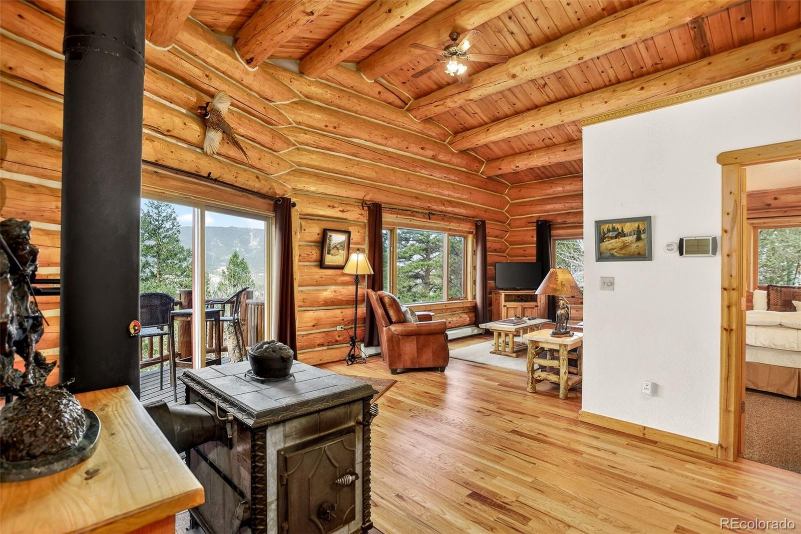 626 Aspen Lane Bailey, CO 80421 - Photo 29 of 47 a living room with furniture and large windows