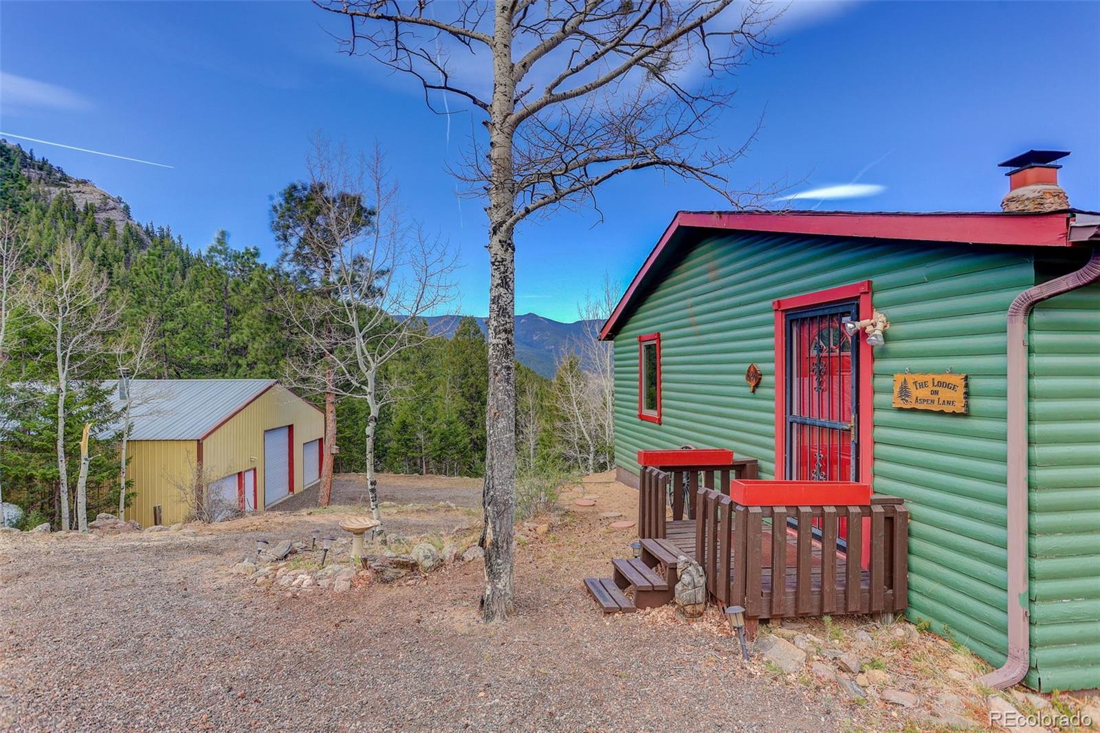 626 Aspen Lane Bailey, CO 80421 - Photo 5 of 47 a front view of a house with garden