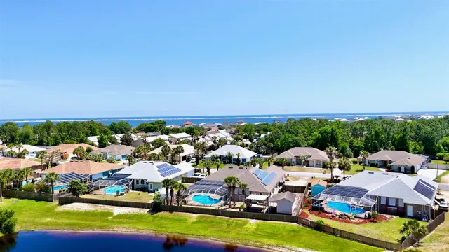 a front view of a house with patio