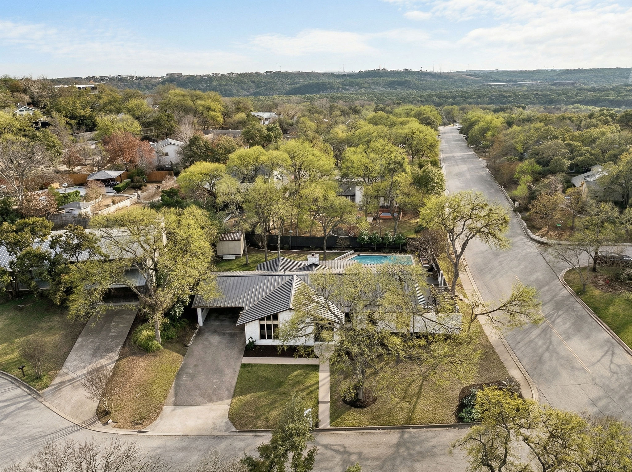 2505 Side Cove Austin, TX 78704 - Photo 37 of 40 Aerial view of property with greenbelt in background