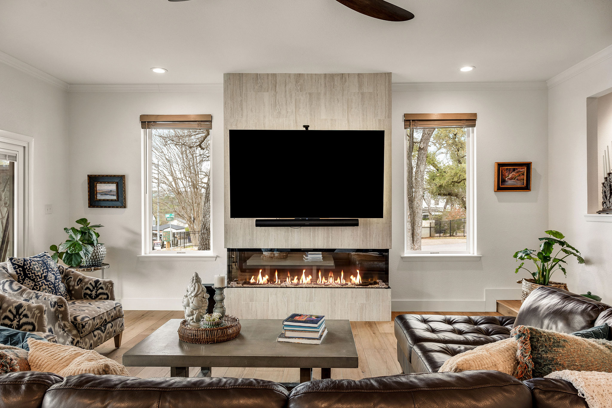 2505 Side Cove Austin, TX 78704 - Photo 6 of 40 Family room with view of fireplace