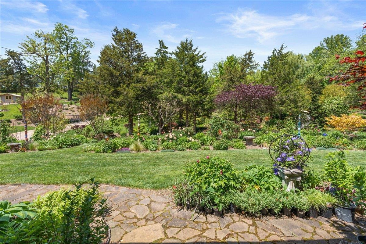650 Sandy Bottom Road Elkton, VA 22827 - Photo 49 of 75 a view of a garden with a building in the background