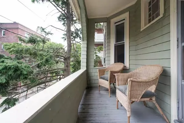 a view of a two chair in the balcony