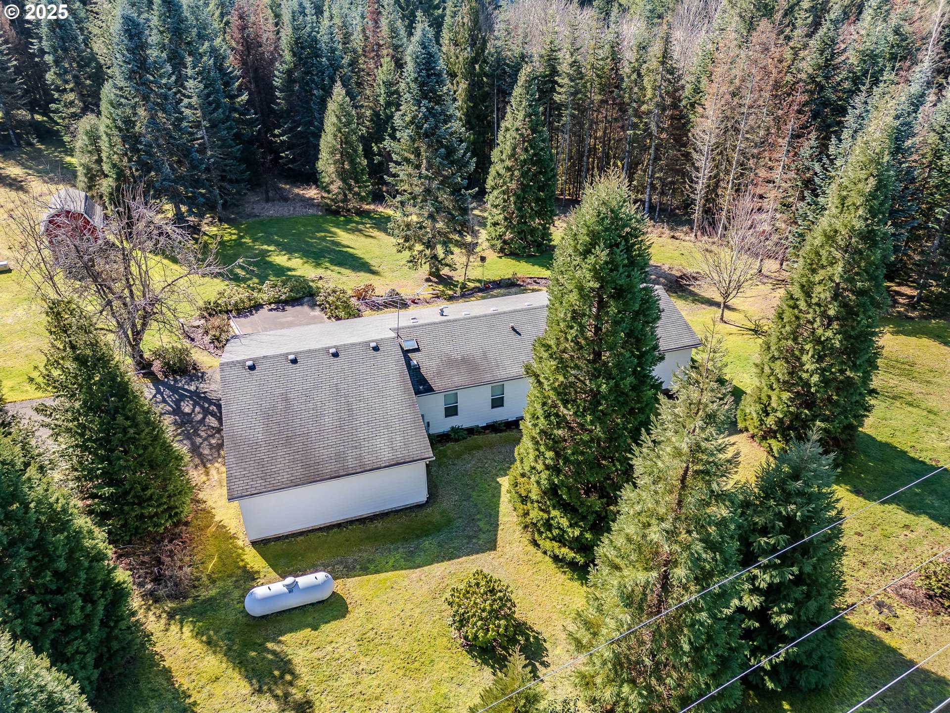 41300 Southeast Louden Road Corbett, OR 97019 - Photo 44 of 48 an aerial view of a house with a yard basket ball court and outdoor seating