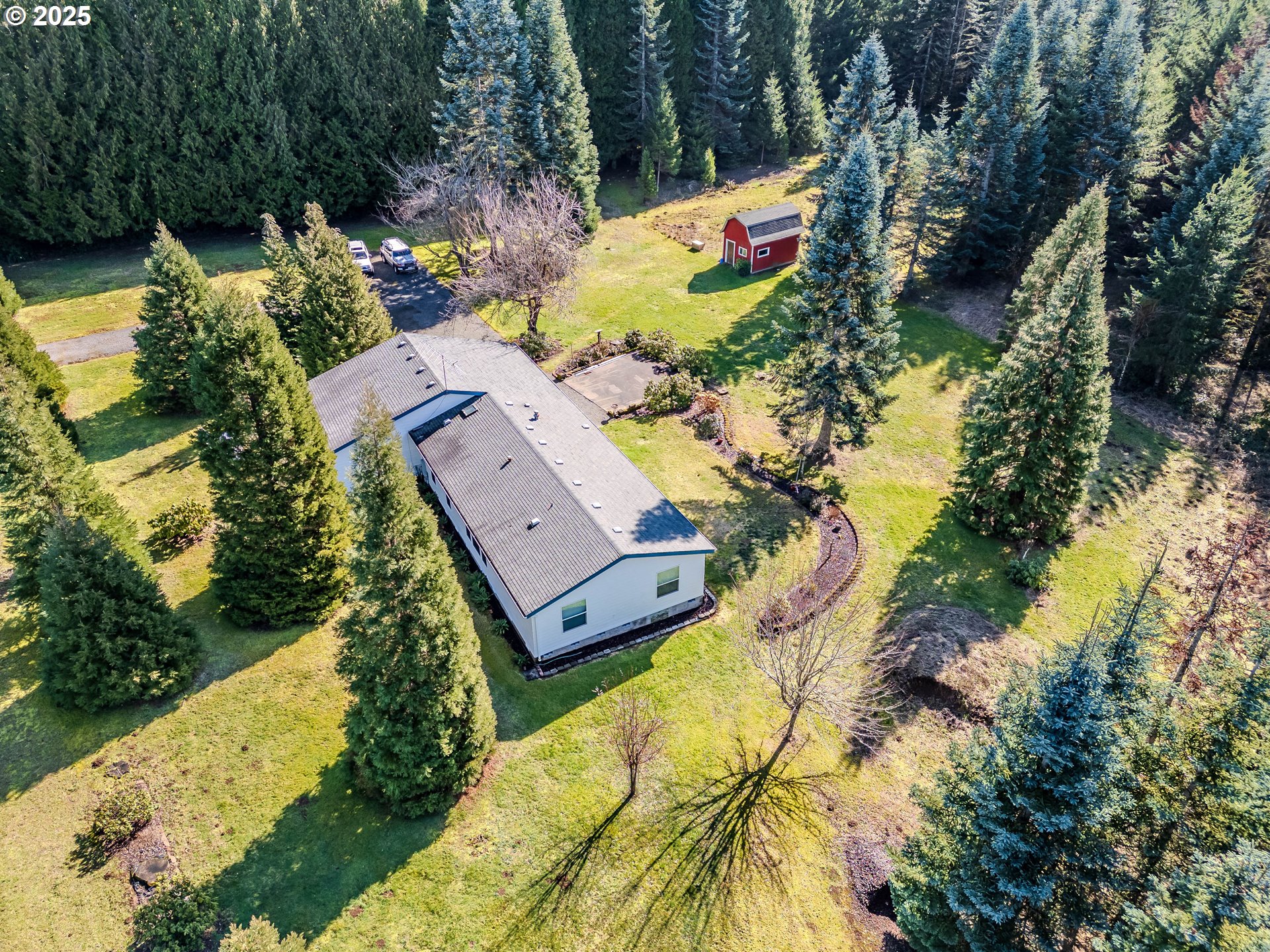 41300 Southeast Louden Road Corbett, OR 97019 - Photo 46 of 48 an aerial view of a house with a garden and swimming pool