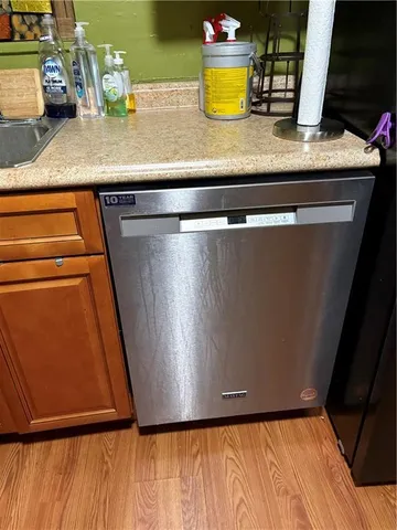 a close view of sink and microwave